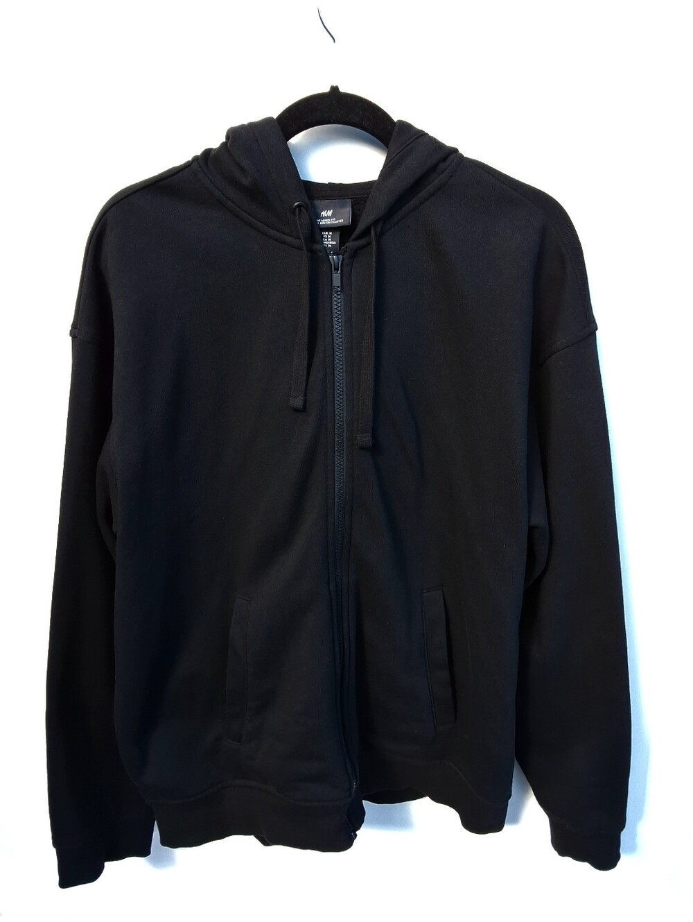 H&M Loose Fit Zip-Up Hoodie - Black (Size M)